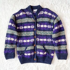 Men's Multicolor Patterned Cardigan Sweater